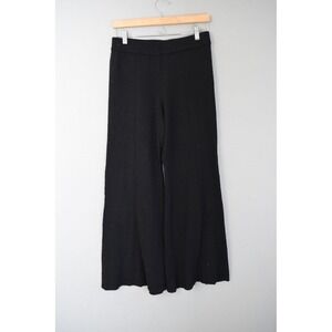 Natural Life Knit Pants Small Black Wide Leg Waist Front Seam Lounge Palazzo